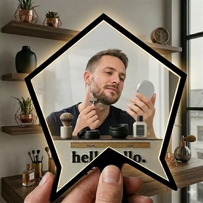 Mey İthalat® Kırılmaz Pleksi El Aynası 10x10cm - Çanta Boyu Geometrik Tasarım - Kadın & Erkek Bakım Aynası