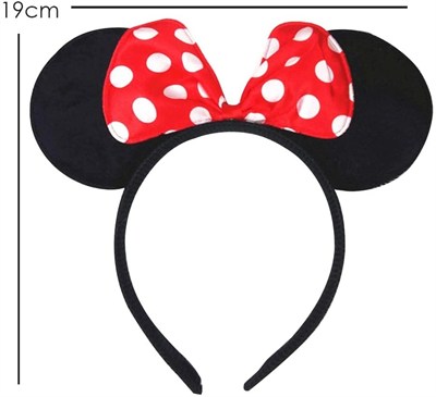 Mey İthalat® Kırmızı Fiyonklu Minnie Mouse Taç Fare Tacı Kafa Bandı