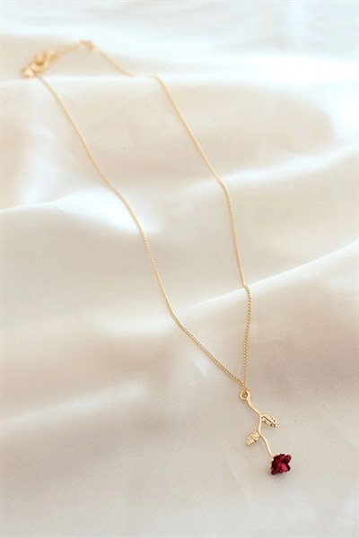 Mey İthalat® Kırmızı Gül Figürlü Kolye