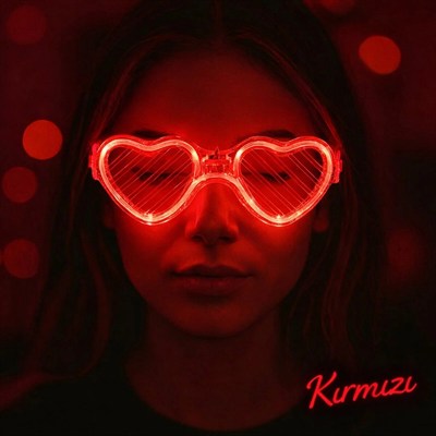 Mey İthalat® Kırmızı LED Işıklı Kalp Gözlük – 3 Modlu Parti & Glow Gözlüğü