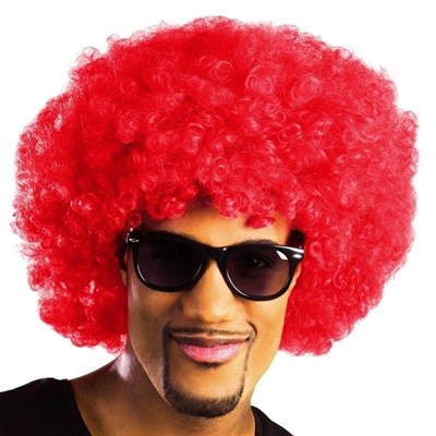 Mey İthalat® Kırmızı Renk Kıvırcık Afro Bonus Peruk