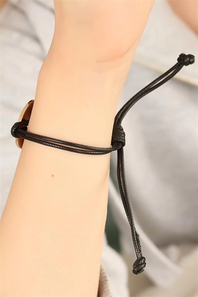 Mey İthalat® LOVE (Aşık) Siyah Deri İpli Unisex Mood Bileklik
