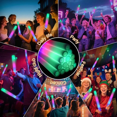 Mey İthalat® Led Işıklı ( 6 Adet ) 3 Modlu Kauçuk Işıklı Sünger Parti Çubuk Sopa - 46 cm