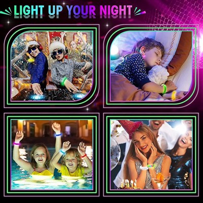 Mey İthalat® Led Işıklı Pilli Işıklı Rengarenk Kalın Bileklik Işıklı Bilezik Karışık Renk 1 Adet