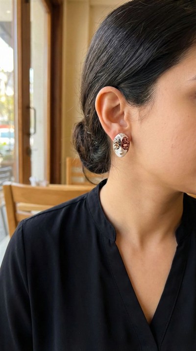 Mey İthalat® Maske Model Pirinç Kadın Küpe