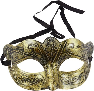 Mey İthalat® Maskeli Balo Antik Gri Gümüş Eskitilmiş Maske Balo Venedik