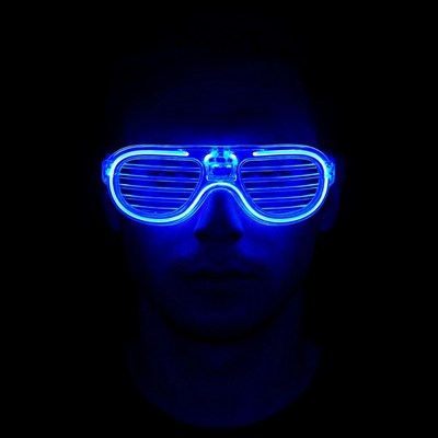 Mey İthalat® Mavi Led Işıklı Parti Gözlüğü - Neon Glow Şerit Gözlük 3 Modlu