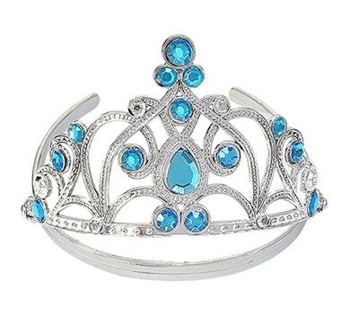 Mey İthalat® Mavi Taşlı Elsa Çocuk Tacı Prenses Tacı Kraliçe Tacı 16x14 cm