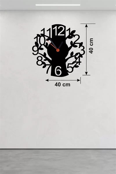 Mey İthalat® Modern Hayat Ağacı Tasarım Ahşap Duvar Saati - 40x40 cm Dekoratif
