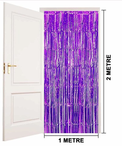 Mey İthalat® Mor Renk Ekstra Metalize Parlak Saçaklı Arka Fon Perde İthal A Kalite 1x2 Metre