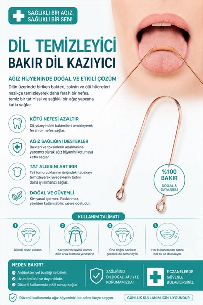 Mey İthalat® NORDMENDE Bakır Dil Temizleme Aparatı – Dil Temizleyici – Ağız Bakım Aparatı – Dil Kazıyıcı – Metal Dil Temizleme Ekipmanı