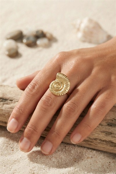 Mey İthalat® Nautilus Tasarım Gold Renk Kadın Yüzük