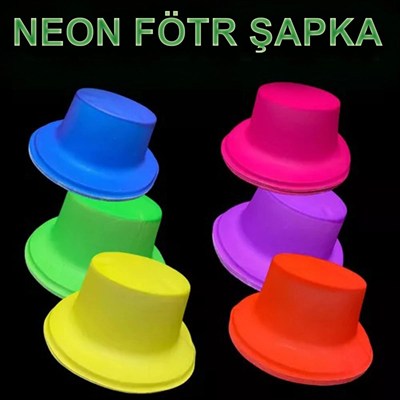 Mey İthalat® Neon Partisi Turuncu Renk Plastik Fötr Şapka