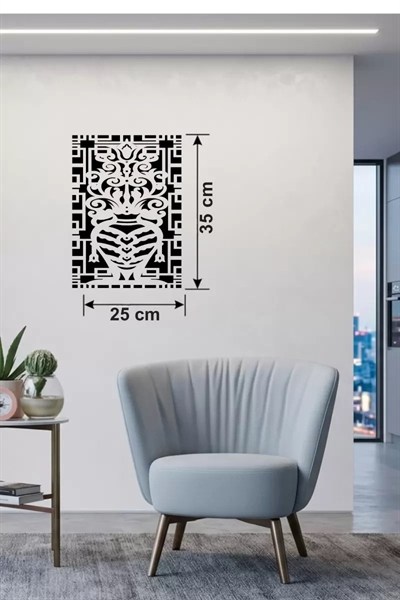 Mey İthalat® Otantik Lale Motifli Ahşap Duvar Tablosu - 25x35 cm Lazer Kesim Dekoratif Pano