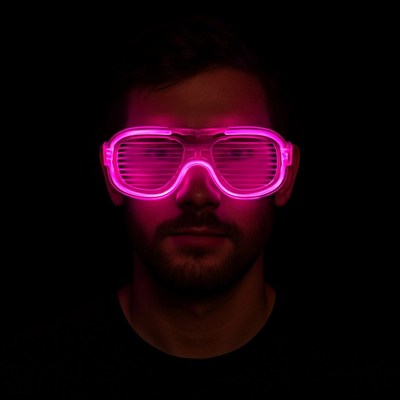 Mey İthalat® Pembe Led Işıklı Parti Gözlüğü - Neon Glow Şerit Gözlük 3 Modlu
