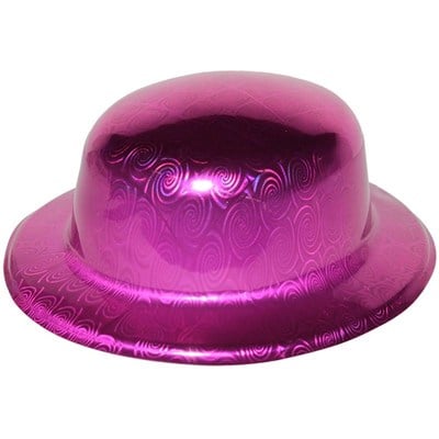 Mey İthalat® Pembe Renk Hologramlı Plastik Yuvarlak Melon 27x24 cm