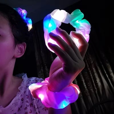Mey İthalat® Pembe Renk Led Işıklı Lastikli Saç Tokası - 3 Modlu Festival & Parti Saç Tokası