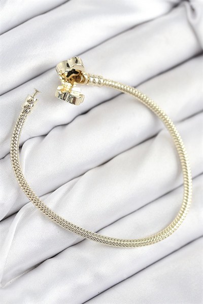 Mey İthalat® Pirinç Charm Zirkon Taşlı Yonca Model Gold Renk Kadın Bileklik
