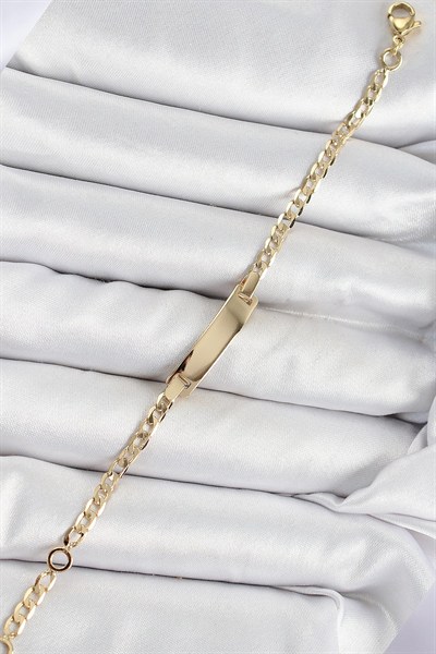 Mey İthalat® Pirinç Dikdörtgen Model Gold Renk Xuping Bebek Künyesi