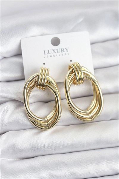 Mey İthalat® Pirinç Gold Renk Damla Model Vintage Kadın Küpe