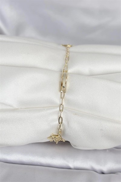 Mey İthalat® Pirinç Gold Renk Kutup Yıldızı Model Kadın Bileklik