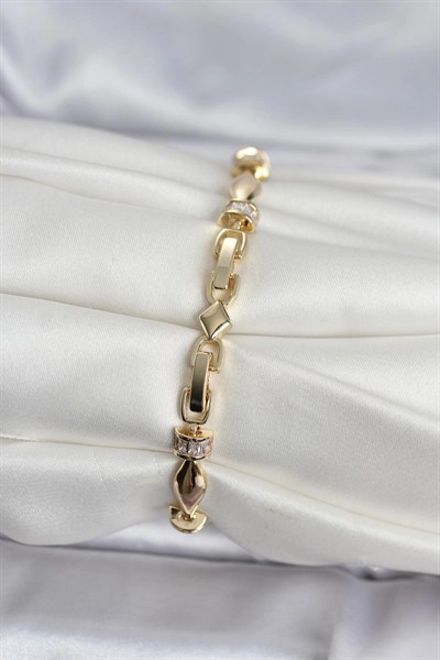 Mey İthalat® Pirinç Gold Renk Sütun Model Kadın Bileklik