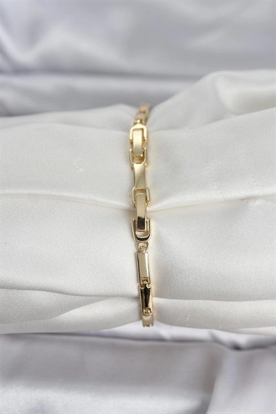 Mey İthalat® Pirinç Gold Renk Yonca Model Zirkon Taşlı Kadın Bileklik