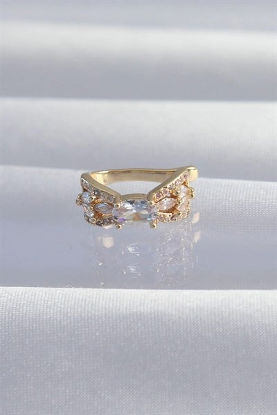 Mey İthalat® Pirinç Gold Renk Zirkon Taş Kaplama Earcuff Küpe