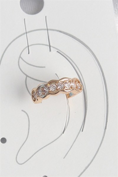 Mey İthalat® Pirinç Gold Renk Zirkon Taşlı Kadın Kıkırdak Küpe