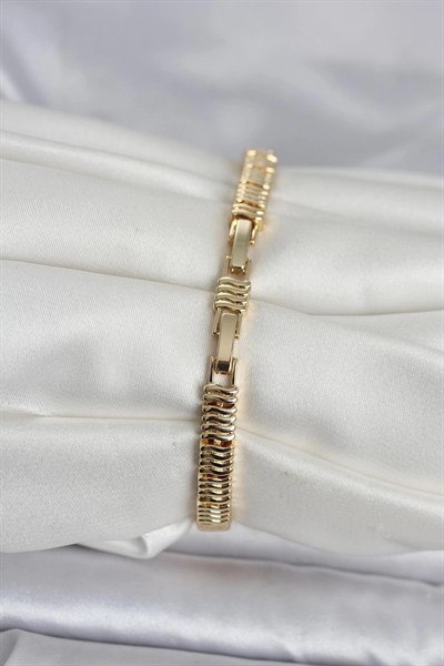 Mey İthalat® Pirinç Gold Renk Zirkon Taşlı Kadın Bileklik