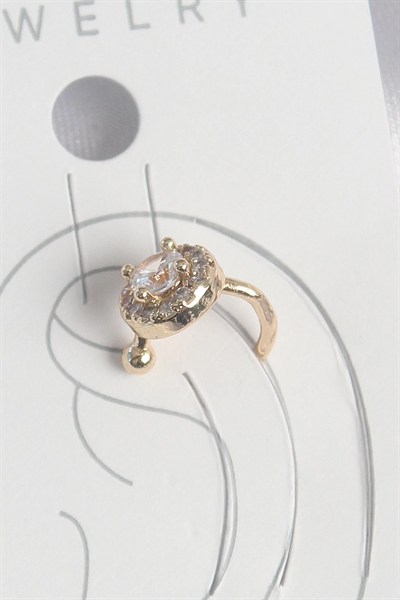 Mey İthalat® Pirinç Gold Renk Zirkon Taşlı Kadın Kıkırdak Küpe