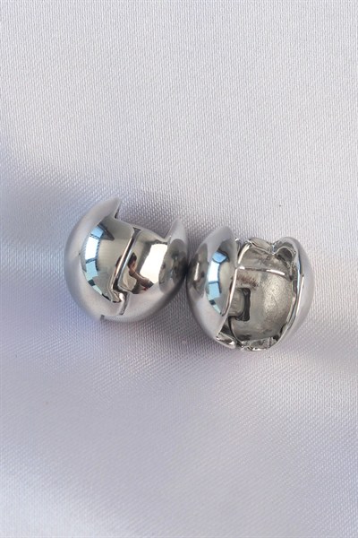 Mey İthalat® Pirinç Gümüş Renk İçi Boş Minimal Topçuk Küpe