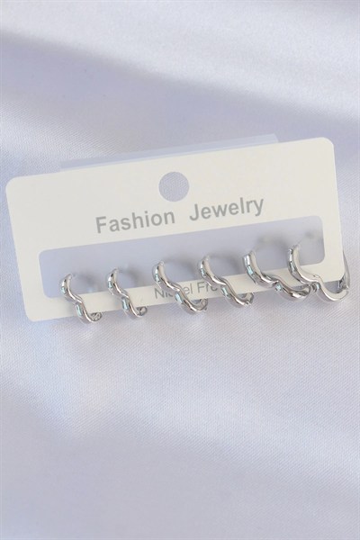 Mey İthalat® Pirinç Gümüş Renk Kalp Model Küpe Seti