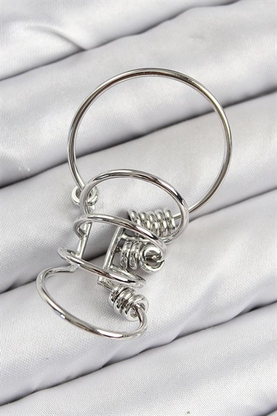 Mey İthalat® Pirinç Halkalı Model Gümüş Renk Kıkırdak Küpe