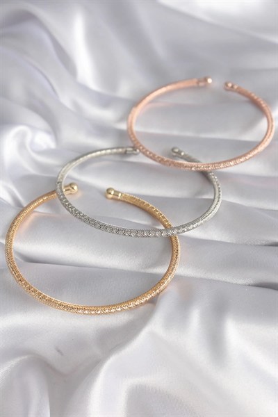 Mey İthalat® Pirinç Mix Renk Hasır Model Zirkon Taş Detay Kadın Bileklik Seti