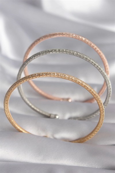 Mey İthalat® Pirinç Mix Renk Hasır Model Zirkon Taş Detay Kadın Bileklik Seti