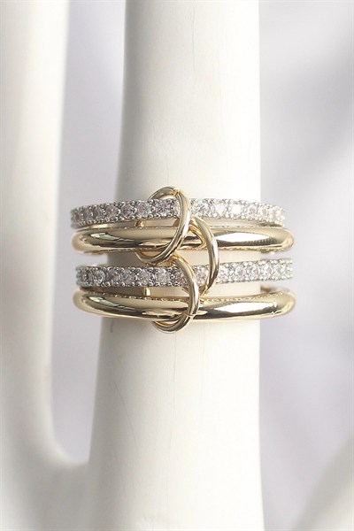 Mey İthalat® Pirinç Mix Renk Zirkon Taşlı 4Lü Kadın Yüzük