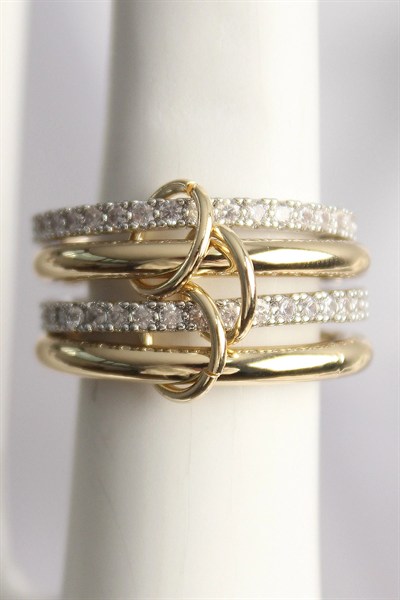 Mey İthalat® Pirinç Mix Renk Zirkon Taşlı 4Lü Kadın Yüzük