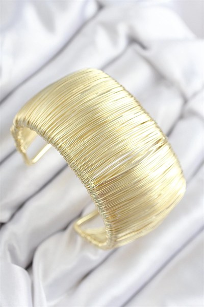 Mey İthalat® Pirinç Tel Sarma Model Gold Renk Kadın Bileklilk