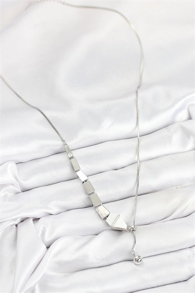 Mey İthalat® Pirinç Yılan Model Gümüş Renk Asansörlü Kadın Kolye