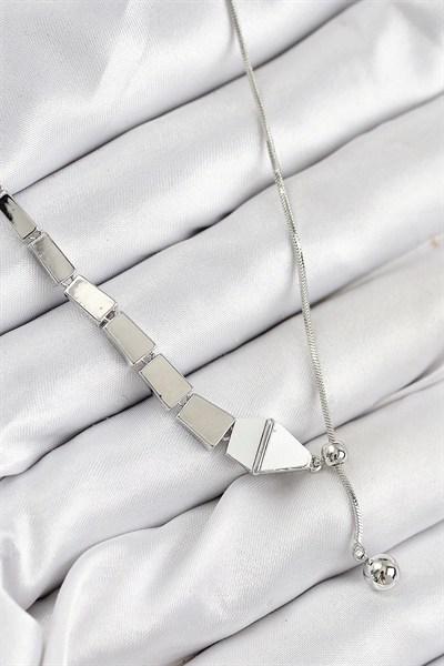 Mey İthalat® Pirinç Yılan Model Gümüş Renk Asansörlü Kadın Kolye