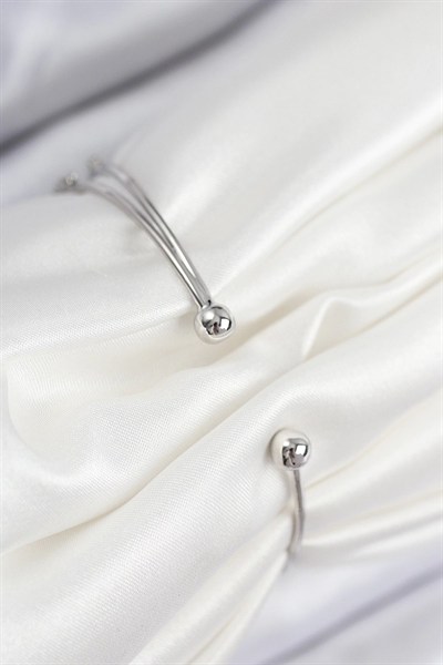 Mey İthalat® Pirinç Zirkon Taşlı Kalp Model Gümüş Renk Kadın Bileklik