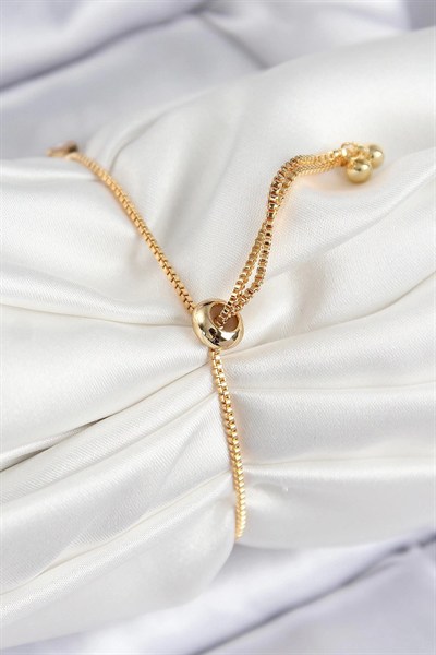 Mey İthalat® Pirinç Zirkon Taşlı Kare Model Gold Renk Asansörlü Kadın Bileklik