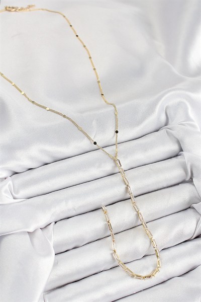 Mey İthalat® Pirinç Zirkon Taşlı Model Gold Renk Y Kolye