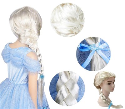 Mey İthalat® Platin Altın Dore Renk Karlar Ülkesi Elsa Frozen Peruğu Çocuk Boy