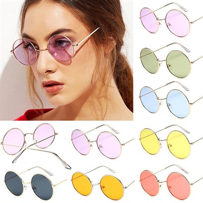 Mey İthalat® Renkli Lennon Retro İmaj Gözlükleri 6 Renk 6 Adet