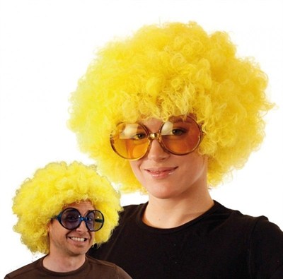 Mey İthalat® Sarı Renk Kıvırcık Afro Bonus Peruk