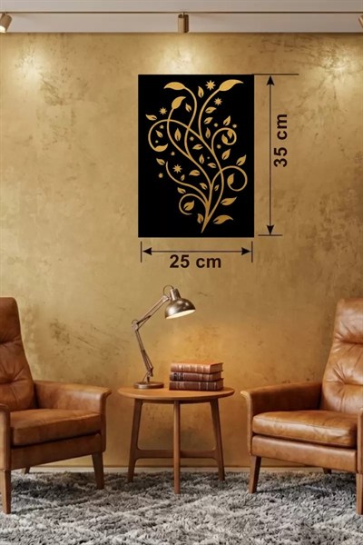 Mey İthalat® Sarmaşık Dalı Tasarım Ahşap Duvar Tablosu - 25x35 cm Lazer Kesim Dekoratif Pano