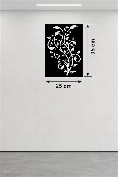 Mey İthalat® Sarmaşık Dalı Tasarım Ahşap Duvar Tablosu - 25x35 cm Lazer Kesim Dekoratif Pano