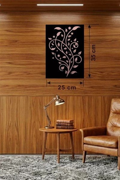 Mey İthalat® Sarmaşık Dalı Tasarım Ahşap Duvar Tablosu - 25x35 cm Lazer Kesim Dekoratif Pano